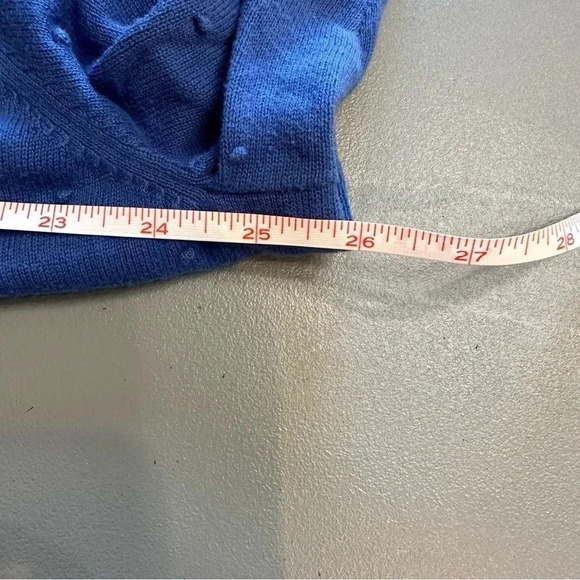 Talbots 3X blue cotton button down cardigan with raised dots - Picture 5 of 7